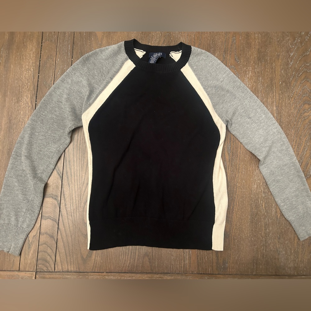 Colorblock Sweater - Black, Gray, and Cream